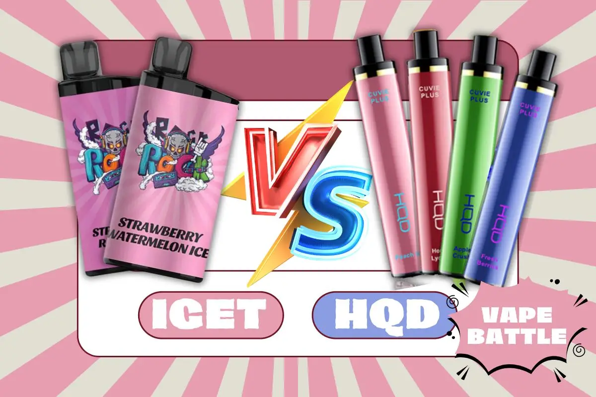 A side-by-side comparison of HQD and IGET disposable vape devices